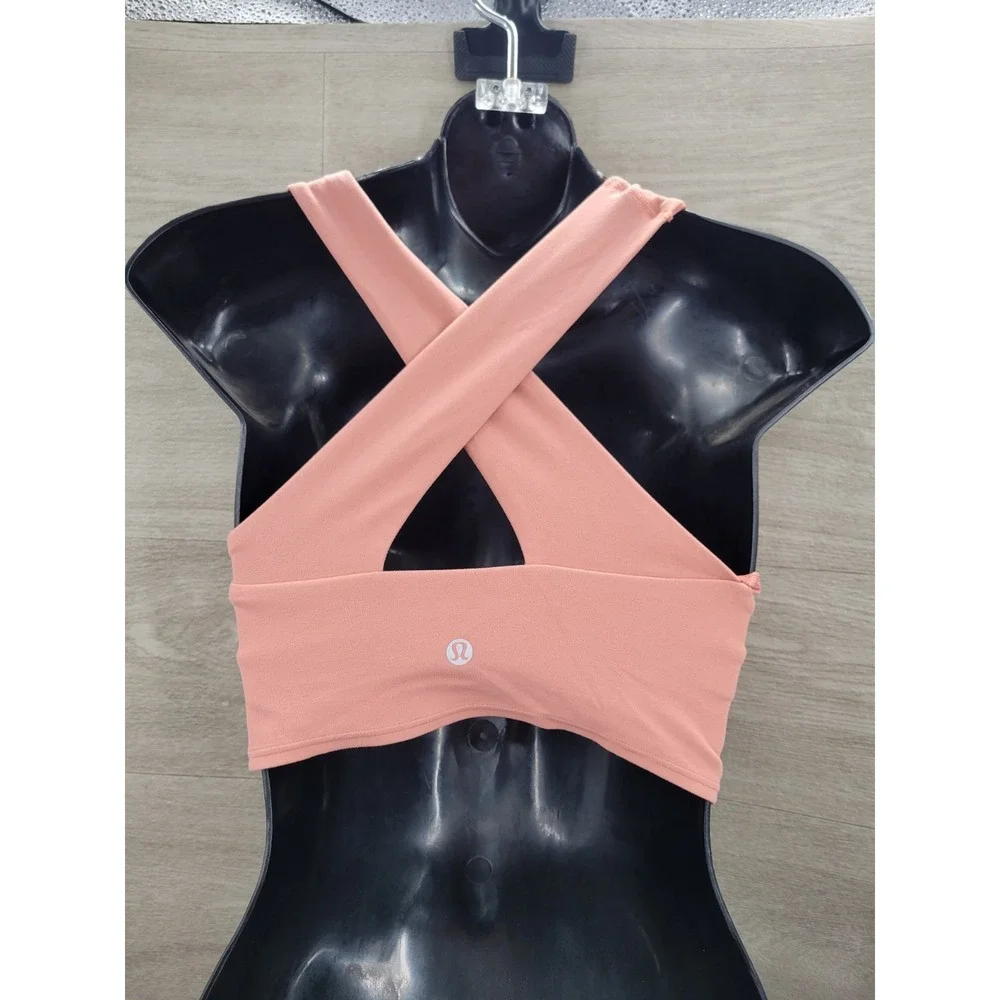 Lululemon Forward Fold Bra Women's 6 Coral Nulu High Neck C/D Cups Yoga